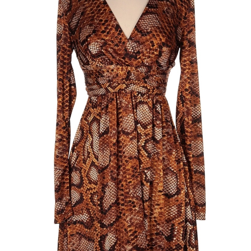 Brown Snake Print Dress